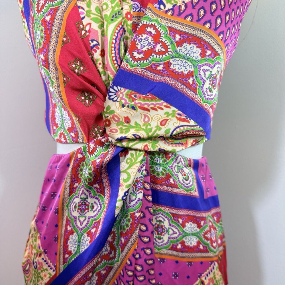 Zara Pink Red Paisley Halter Midi Dress - Picture 12 of 16